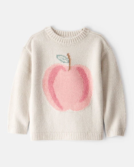 toddler girl apple long-sleeve sweater - ivory