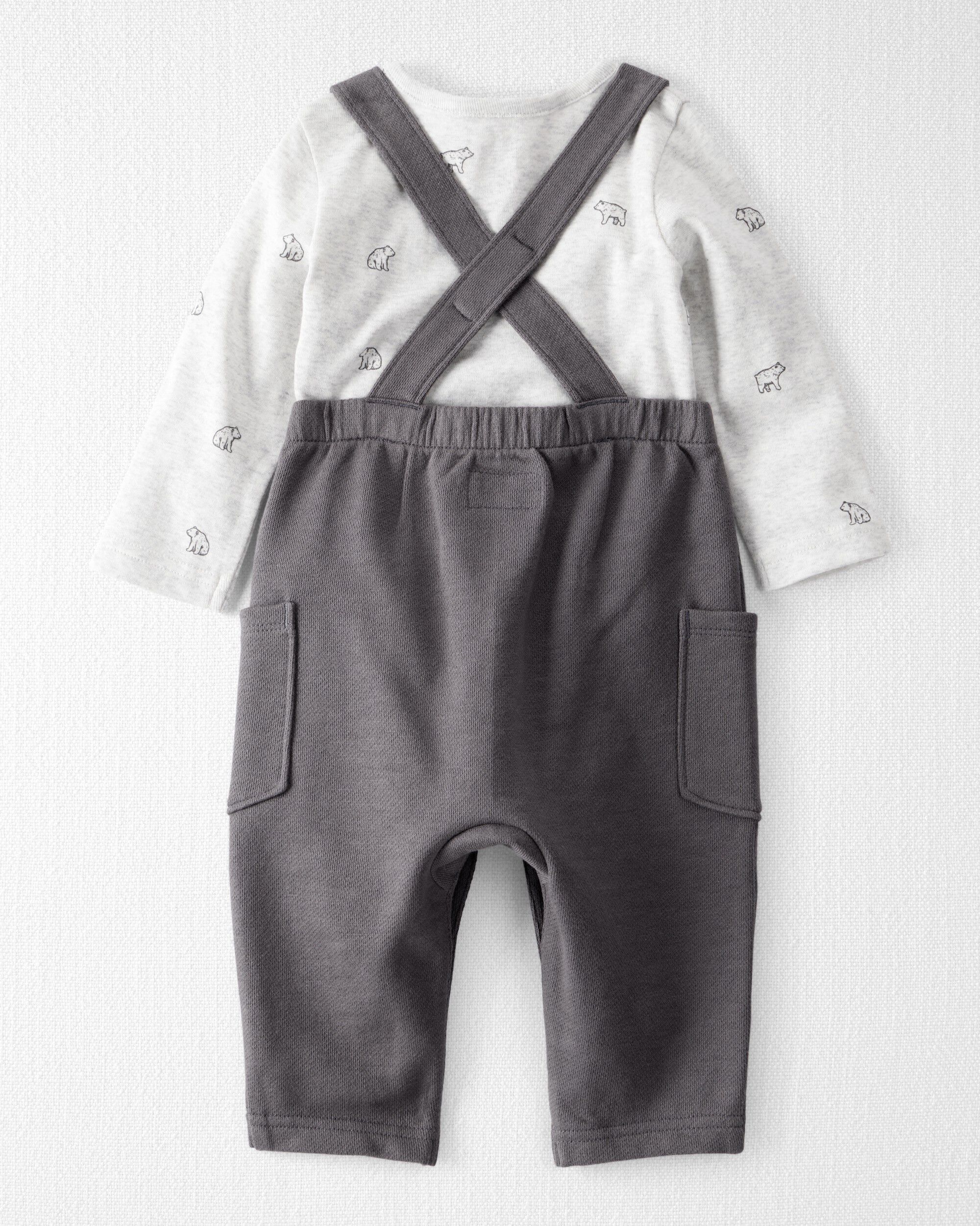 Baby 2-Piece Organic Cotton Overall Set in Bear Print