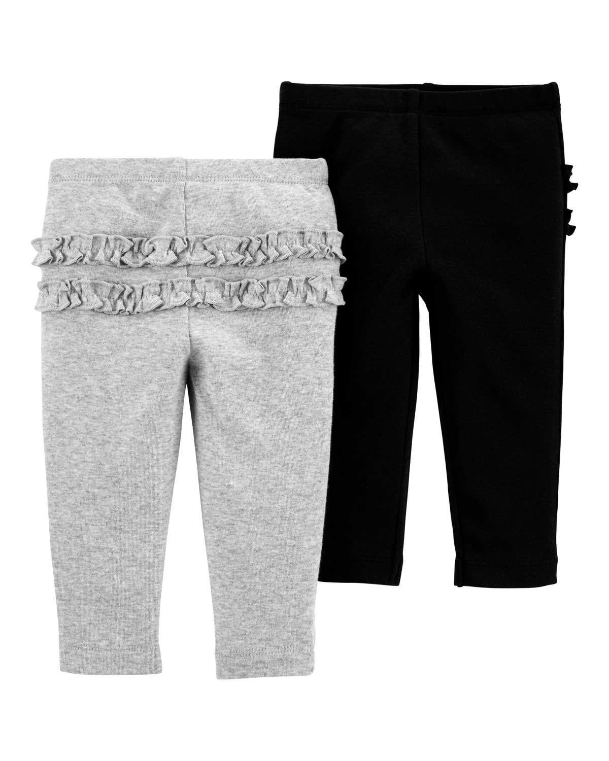 Baby 2-Pack Ruffle-Detail Cotton Pants - Grey/Black
