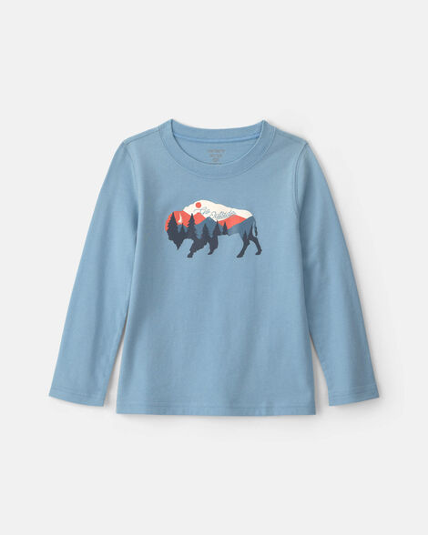 toddler buffalo long-sleeve graphic tee - blue