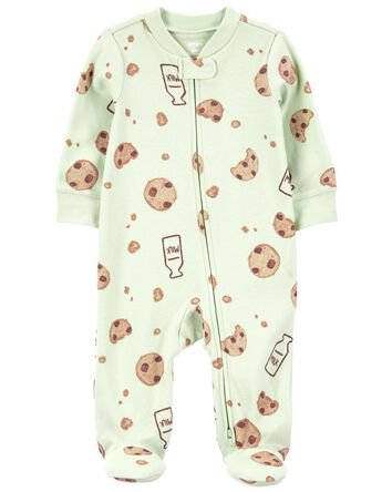 Baby Milk & Cookies 2-Way Zip Cotton Sleep & Play Pajamas