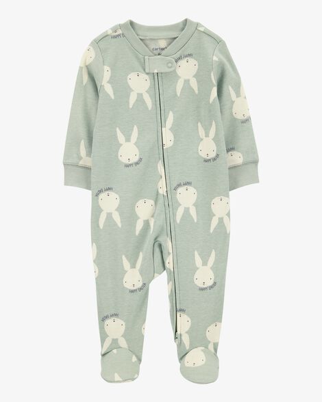  Product image 1 of Baby Bunny 2-Way Zip Cotton Sleep & Play Pajamas - Green