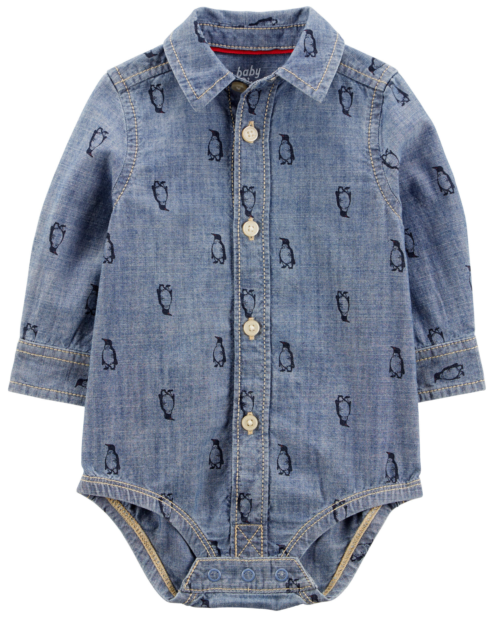 Baby Penguin Print Button-Front Bodysuit - OshKosh B'gosh