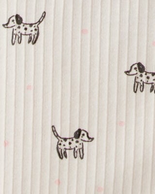 Product image 2 of Toddler 2-Piece Dog Print Ribbed Tee & Pull-On Pant Set - Ivory