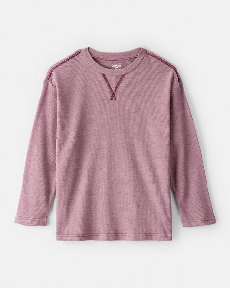 Boys Solid Thermal Long-Sleeve Tee - Burgundy
