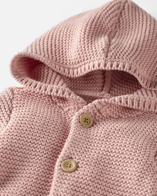 Product image 2 of Baby Organic Signature Stitch Cardigan in Rose