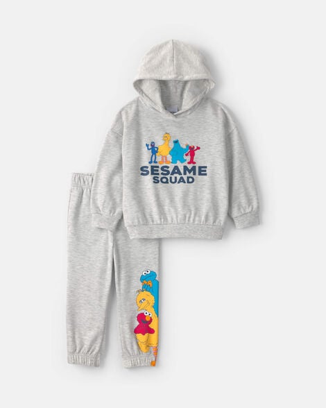 toddler boy 2-piece sesame street™ long-sleeve hoodie & pant set - grey