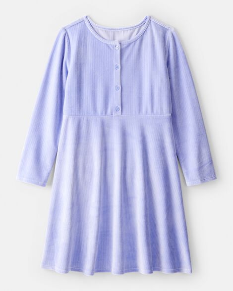 Girls Cozy Rib Dress - Blue