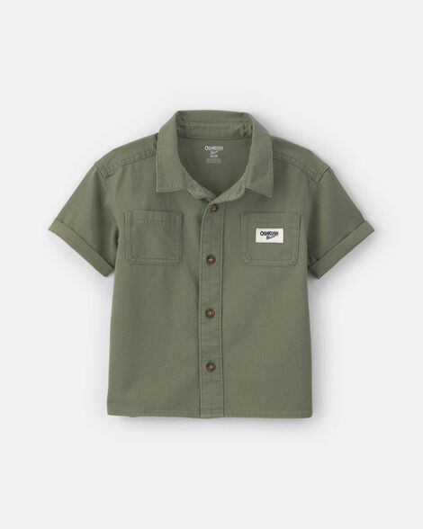 Toddler Boy OshKosh Logo Short-Sleeve Button-Down Shirt - Green