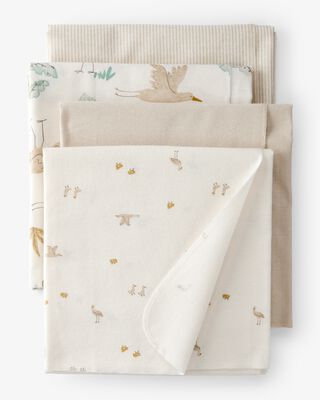 Product image 1 of Baby 4-Pack Stork Print Receiving Blankets - Yellow