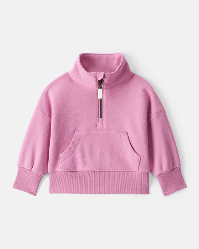Product image 1 of Baby Girl DayDream Fleece Long-Sleeve Quarter-Zip Pullover Sweatshirt - Pink