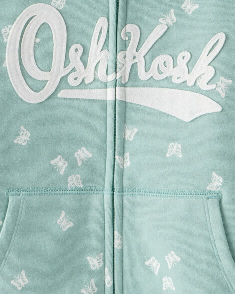 Product image 2 of Girls Butterfly Print DayDream Fleece Jacket - Green