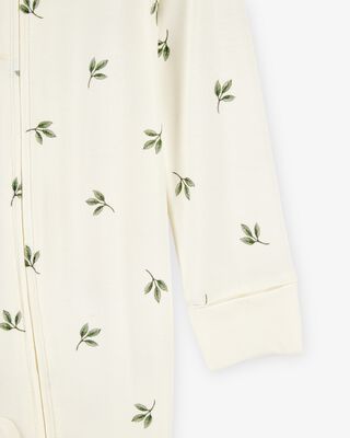 Product image 2 of Baby Leaf Print 2-Way Zip PurelySoft Sleep & Play Pajamas - Ivory