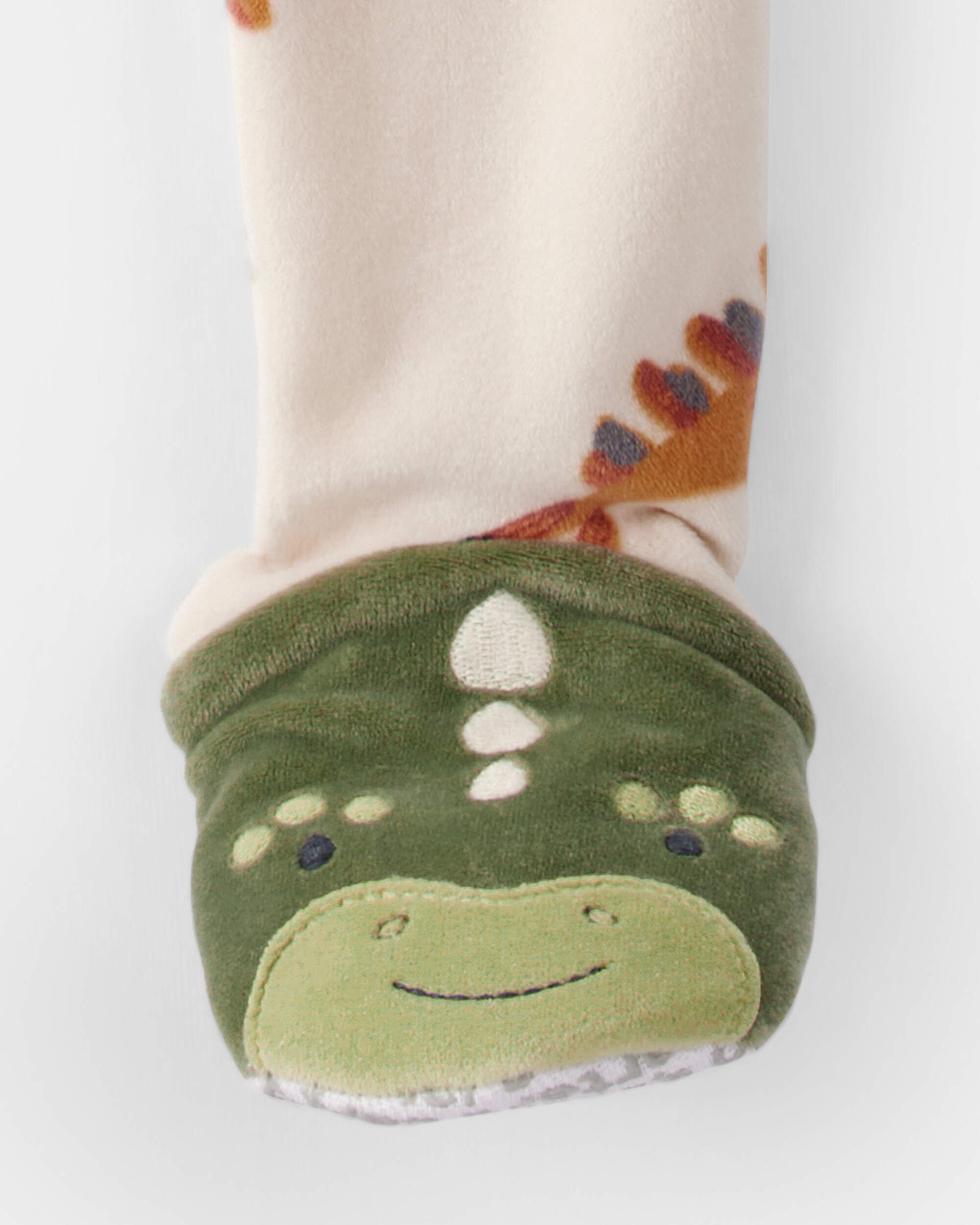 Baby Boy Dinosaur Print Snug Fit Long-Sleeve 2-Way Zip 1-Piece Pajamas - Tan