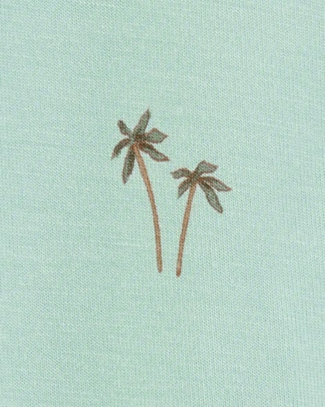  Product image 4 of Baby Palm Tree Print 2-Way Zip PurelySoft Convertible Foot Sleep & Play Pajamas - Mint