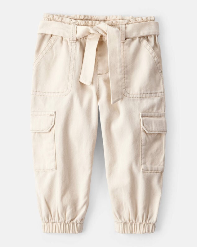 Product image 1 of Baby Girl Cotton Cargo Joggers - Ivory