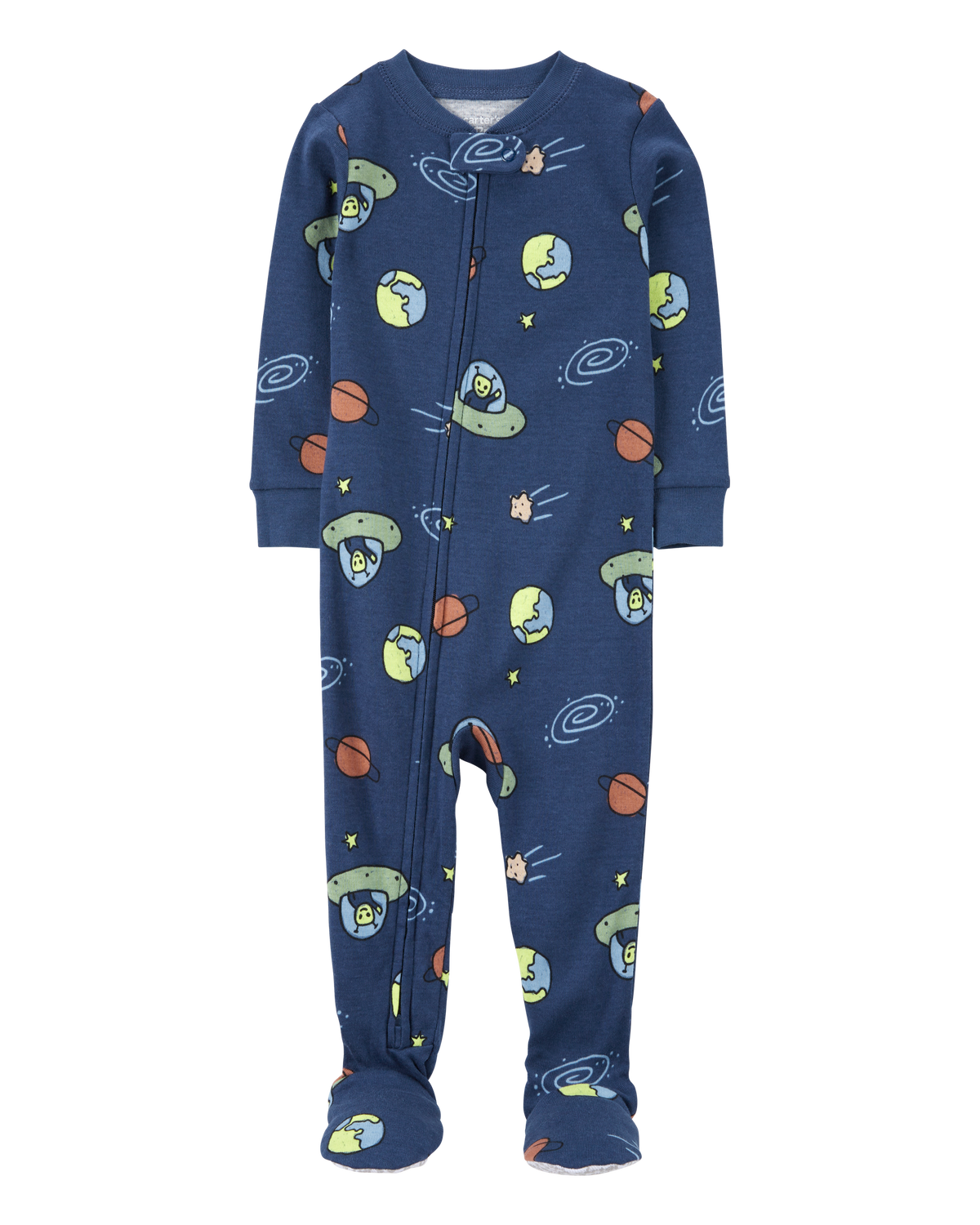 Baby Boy 1-Piece Space Print 100% Snug Fit Cotton Footie