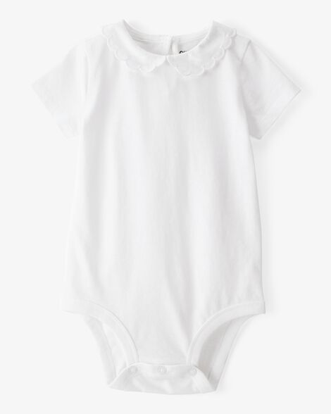 Product image 1 of Baby Scalloped Collar Short-Sleeve Bodysuit - White