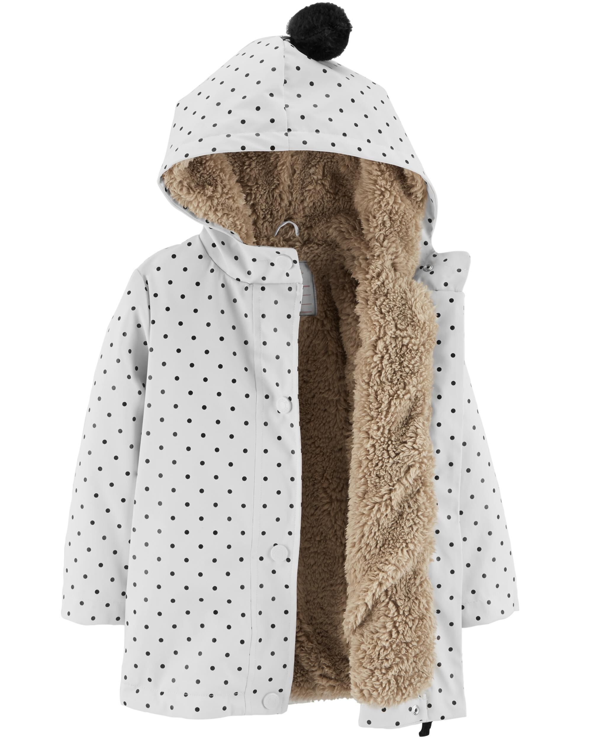 Polka Dot SherpaLined Rain Jacket