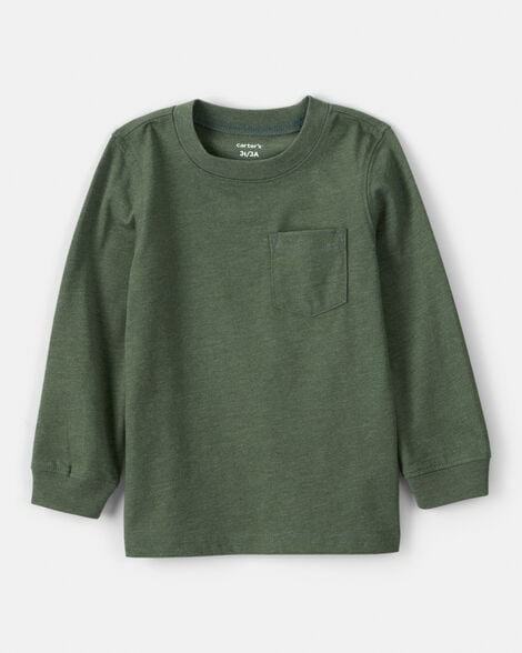 baby boy long-sleeve pocket tee - dark green