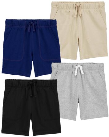Kid 4-Pack Pull-On Cotton Shorts