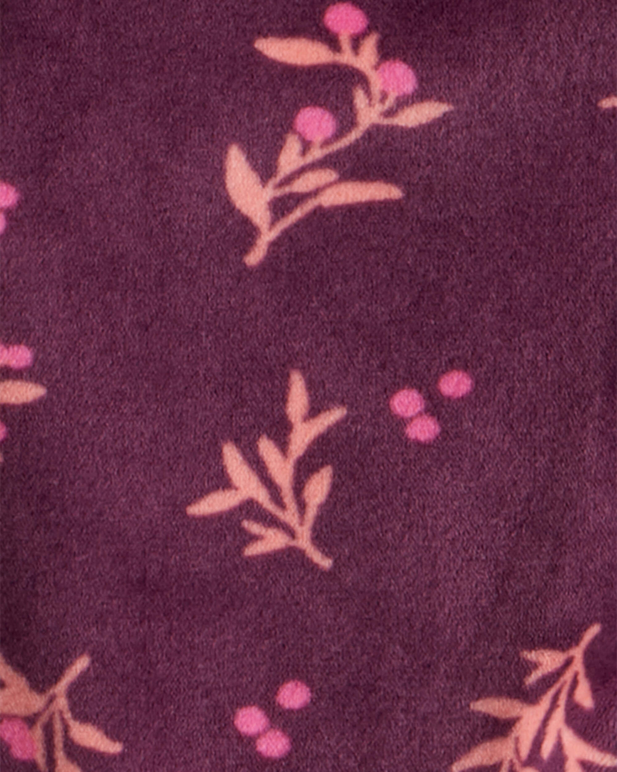 Baby Girl 2-Piece Floral Velour Long-Sleeve Snug Fit Sleep & Play Pajamas - Maroon