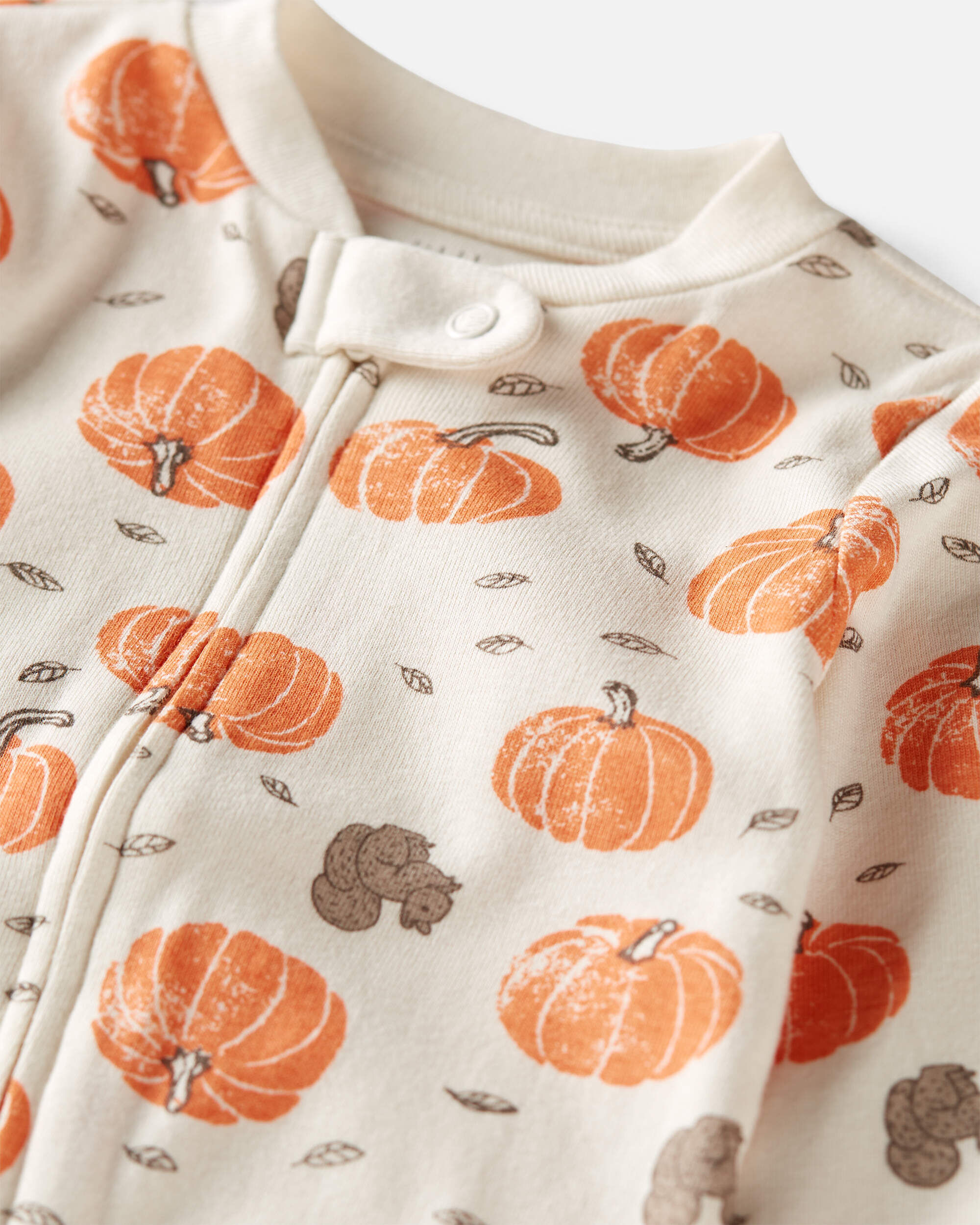 Baby Organic Cotton Sleep & Play Pajamas Harvest Pumpkins Print