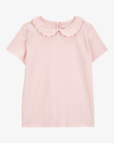 Toddler Scalloped Collar Short-Sleeve Top - Pink