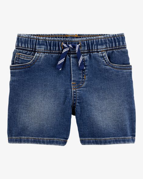 Pull On Denim Elastic Shorts Buy Dark Blue Pull-On Elasticated