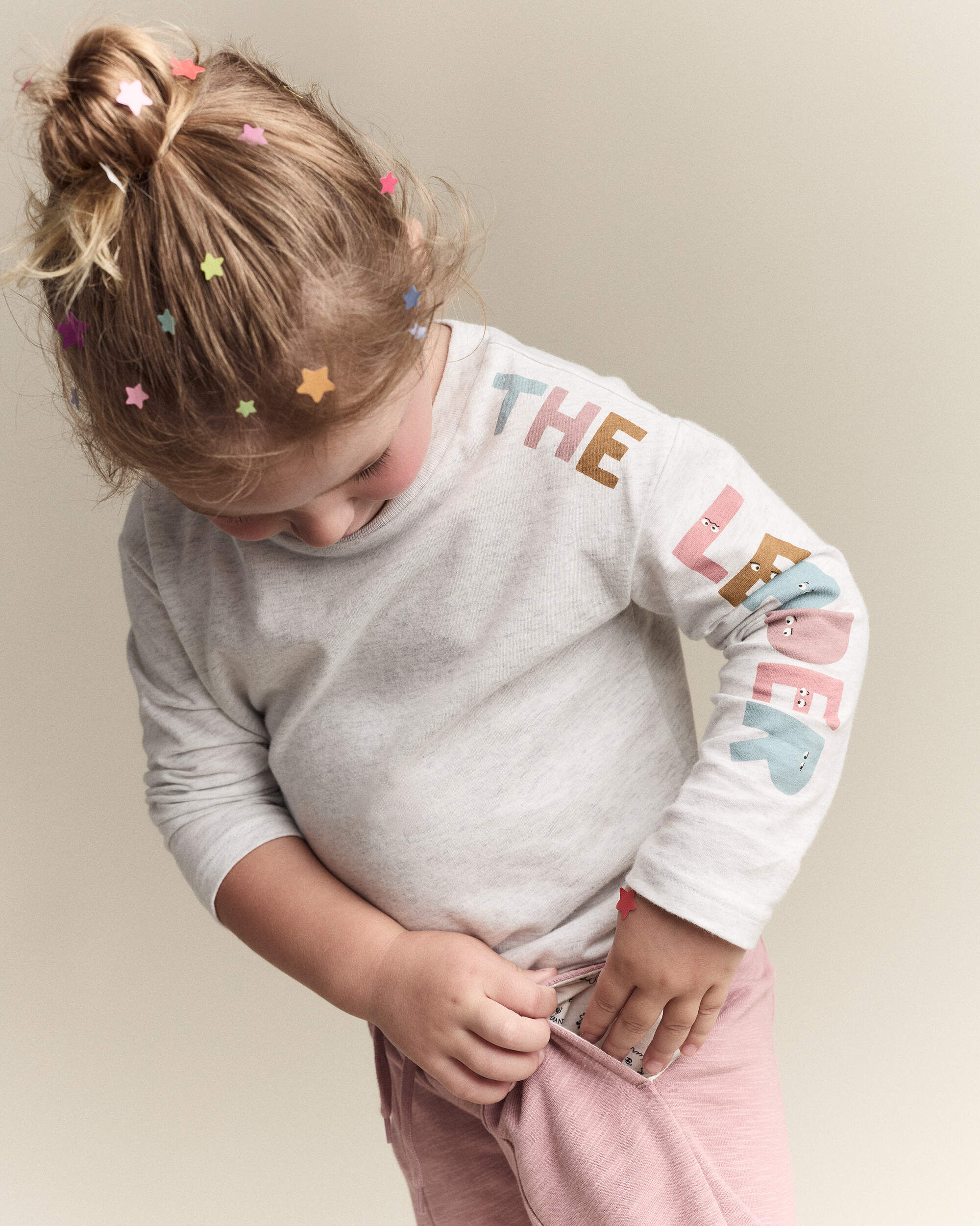 Toddler 'The Leader' Long-Sleeve Relaxed Graphic Tee - Light Heather Grey