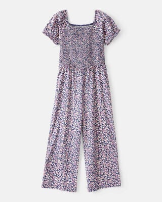 Product image 1 of Kid Floral Smocked Short-Sleeve Jumpsuit