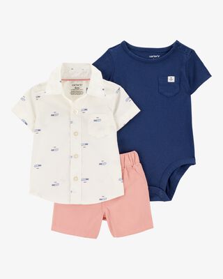 Product image 1 of Baby 3-Piece Boat Outfit Set - Pink/Navy/Cream
