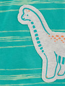 Teal - Baby Dinosaur Snap-Up Cotton Romper, Selected