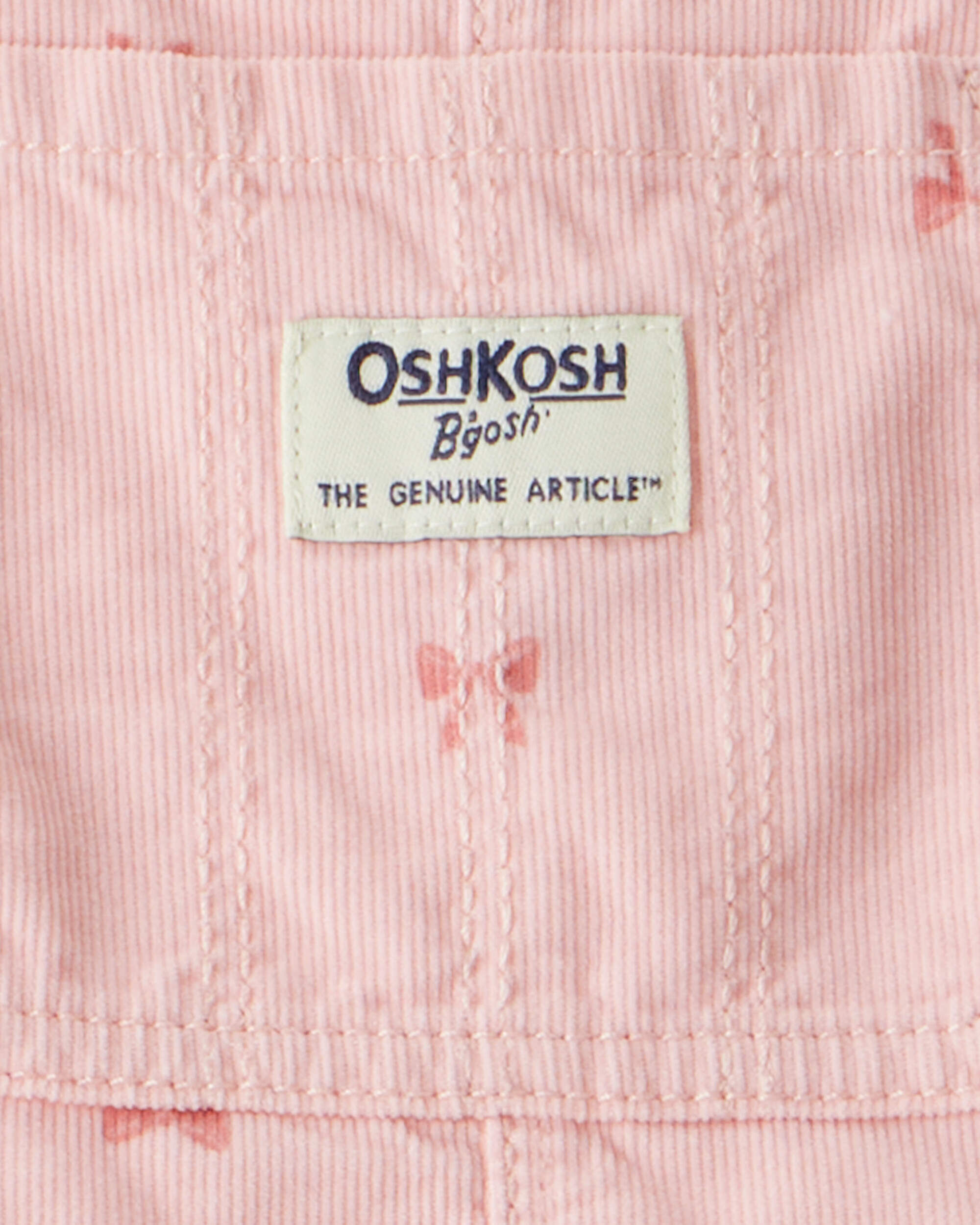 Toddler Girl Bow Print Corduroy Overalls - Pink
