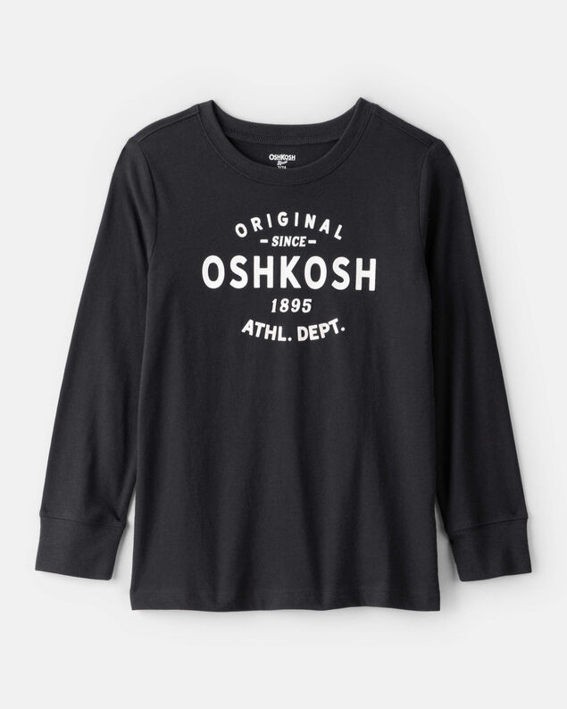 Product image 1 of Boys Jersey OshKosh Logo Long-Sleeve Shirt - Black