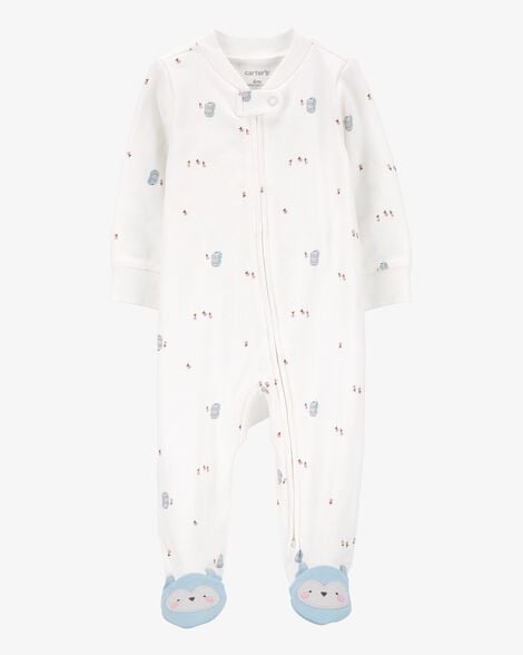 Product image 1 of Baby Girl Owl 2-Way Zip Cotton Sleep & Play Pajamas