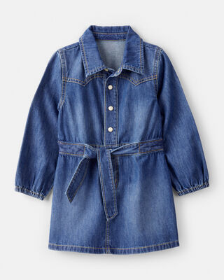 Product image 1 of Toddler Girl Cotton Long-Sleeve Denim Dress - Blue