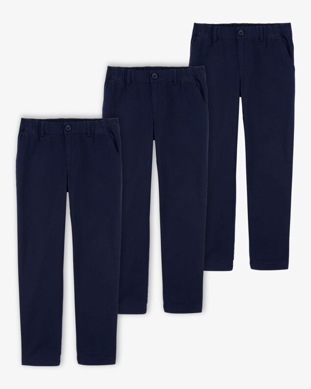Product image 1 of Kid 3-Pack Stretch Chino Uniform Pants - Navy