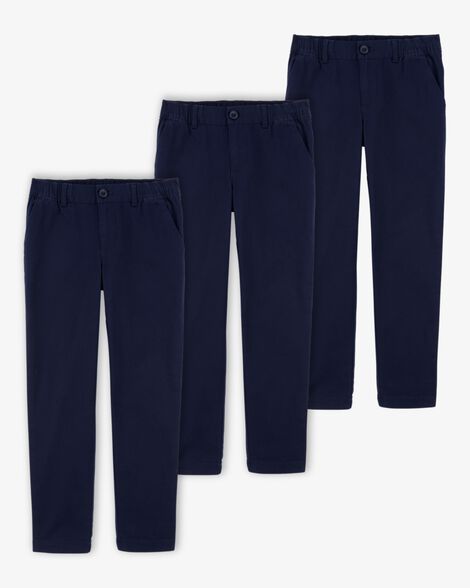 Product image 1 of Kid 3-Pack Stretch Chino Uniform Pants - Navy