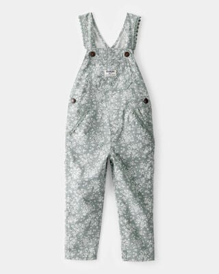 Product image 1 of Toddler Lightweight Floral Print Canvas Overalls - Green