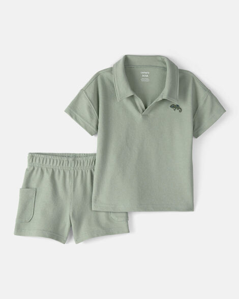 toddler boy 2-piece top & short set - green