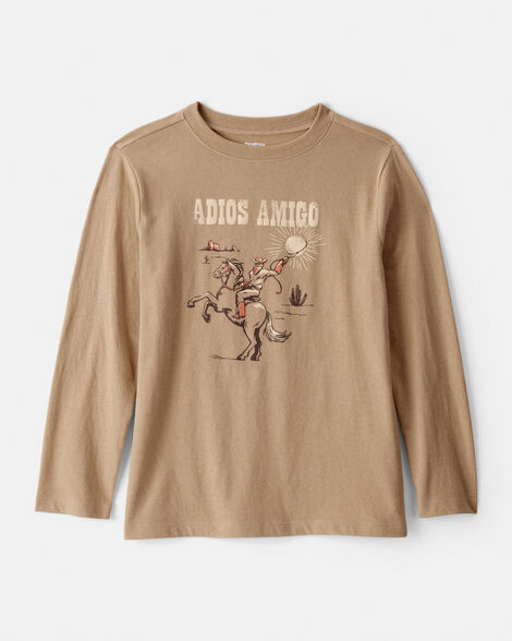 Boys Western Long-Sleeve Graphic Tee - Brown