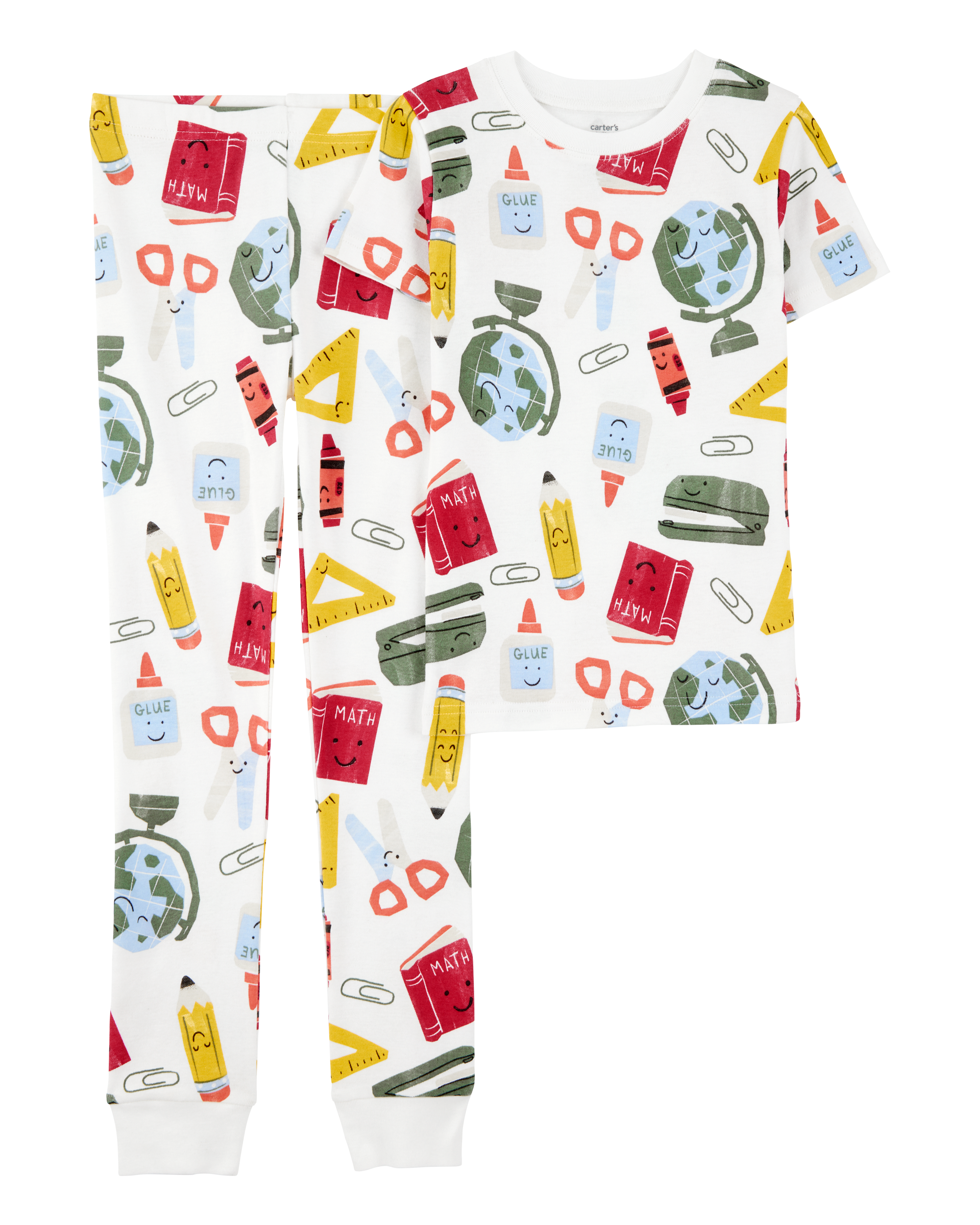 Kid Back To School 100% Cotton Snug Fit 2-Piece Pajamas