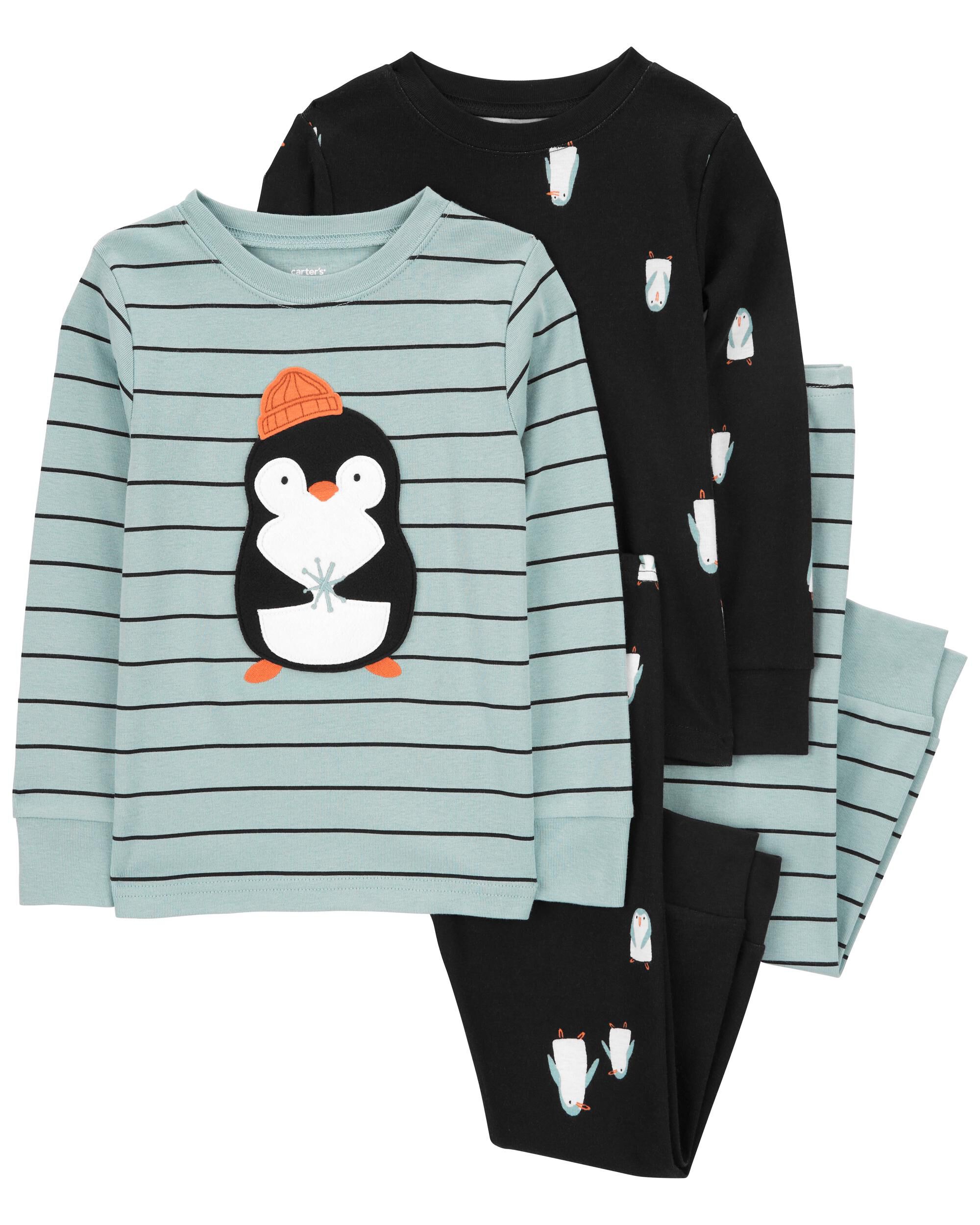 Toddler 4 Piece Penguin 100 Snug Fit Cotton Pajamas