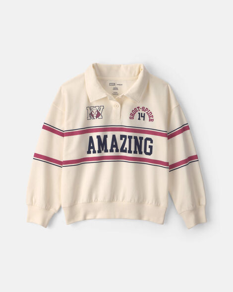 kids ©marvel spider-man french terry pullover sweatshirt - cream