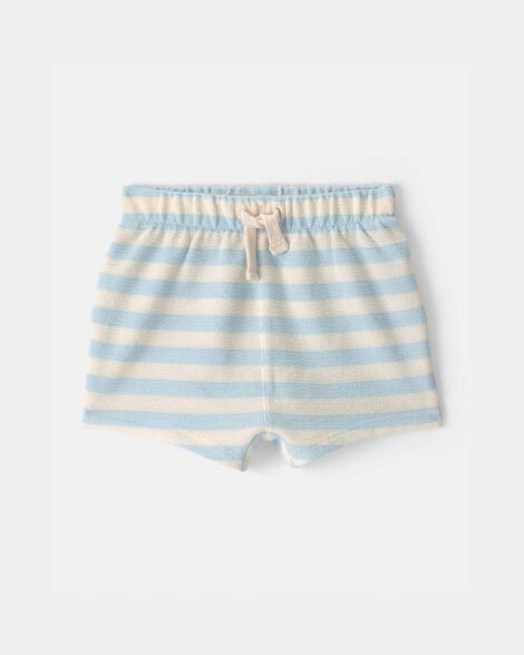 baby stripe drawstring shorts - blue/ivory