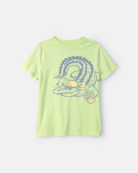 boys alligator graphic tee - green