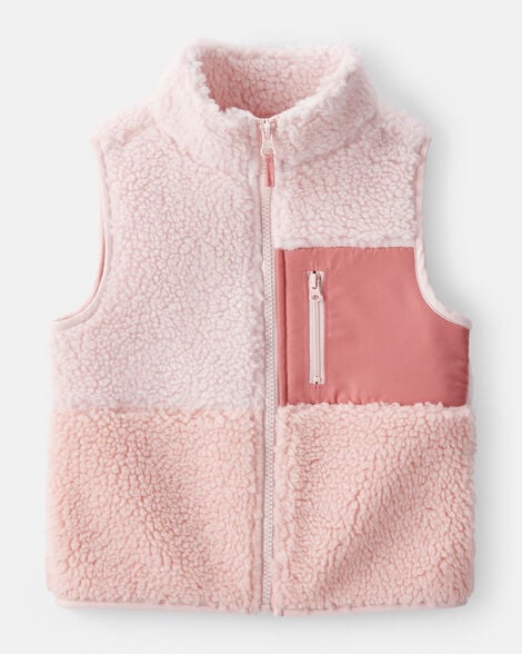toddler girl fleece vest - pink