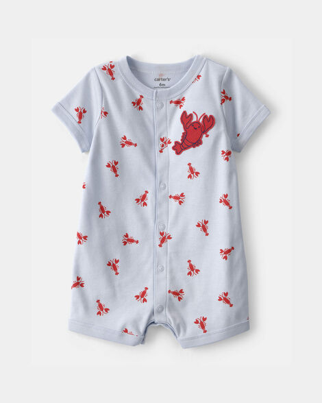 baby boy lobster short-sleeve romper - grey