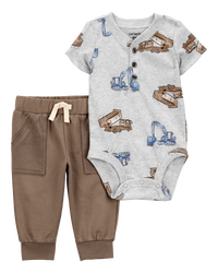 Baby 2-Piece Construction Print Henley Bodysuit Pant Set